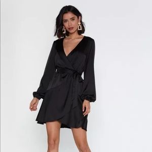 Nasty Gal Satin Fauz Wrap Dress
